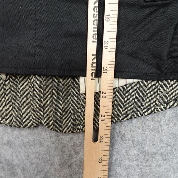 Vintage Vest Mens Small Tweed Wool Herringbone Waistcoat Black - Picture 7 of 13